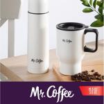 Mr. Coffee 4-Piece Insulated Drinkware Set — Stainless Steel Thermos, Travel Mug with Handle, Cup & Lid for Hot & Cold Drinks - Linen White