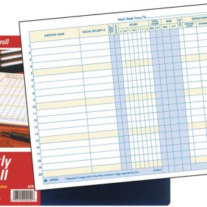 ams Weekly Payroll Record, 20 Employee Capacity, Spiral Binding, 11 x 8.5 Inches, White, (AFR50)