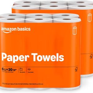 Basics 2-Ply Flex-Sheets Paper Towels, 12 Basics Rolls = 40 Regular Rolls, Everyday Value with 150 Sheets per Roll, Packaging May Vary