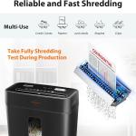 Paper Shredder for Home Use 6-Sheet Cross-Cut Shredder,Also Shred Card/Clip/Staple,P-4 Higher Security,Small Document Shredding Machine for Office,Heavy Duty with Jam Proof,3.04-Gal Bin