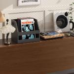 YMYNY Record Storage Holder, Vinyl Album Box Crate with Handle, Book Shelf Desktop Organizer Trapezoidal LP Record for Folders, Books, Photo Albums, Black,14.96*11.42*11.42" UHCD001B