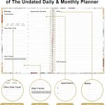 Undated Daily Monthly Planner for 2026 or Anytime - A4 To Do List with Hourly Schedule, Hardcover Spiral Bound Daily Planner to Increase Focus, Stylish School/Office Supplies, 8.5" x 11", Flower