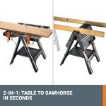 Worx Pegasus 2-in-1 Folding Work Table & Sawhorse, Easy Setup Portable Workbench, 31" W x 25" D x 32" H Lightweight Worktable with Heavy-Duty Lo Capacity, WX051 - Includes 2 Clamps & 4 Clamp Dogs