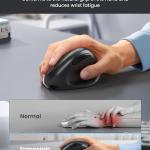 TECKNET Ergonomic Mouse, Bluetooth Wireless Vertical Mouse, Rechargeable Battery, Quiet Clicks, 4800 DPI justable, BT5.0/3.0 & 2.4G Connect, Easy to use, Wide Compatibility - Black