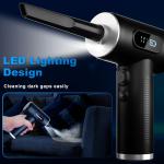 Compressed Air Duster-3 Gear justable 100000RPM Electric Air Duster with LED Light, Rechargeable Cordless Air Blower for Keyboard Electric Devices Cleaning. Replaces Compressed Air Cans (Black)