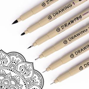 Fineliner Pens, 6 Pack Micro Pen Black Fine Tips Markers, Technical Drawing Pens for Artist No Bleed Calligraphy Pens, Waterproof Archival Ink Pen for Handbook, Illustration, Sketching