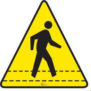 Mighty Line Pedestrian Traffic Crossing Walkway Floor Sign for Safety, Caution, Warning, Heavy-Duty, Peel and Stick, hesive, Industrial Quality, 24"