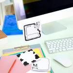 Sabary 18 Pieces Cow Print Stuff, 12 Cow Pens and 300 Sheets Notes with 5 Styles, Black Ink Gel Pens for Birthday Party Back to School Student Gift Women Office School Supplies