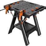 Worx Pegasus 2-in-1 Folding Work Table & Sawhorse, Easy Setup Portable Workbench, 31" W x 25" D x 32" H Lightweight Worktable with Heavy-Duty Lo Capacity, WX051 - Includes 2 Clamps & 4 Clamp Dogs