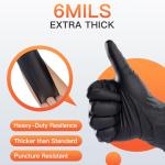 PACIFIC PPE 6-mil Heavy Duty Black Nitrile Gloves, Chemical Resistant, Food Safe, Latex Free Disposable Gloves for Mechanic, Cooking, and Cleaning, 100PCs, XL