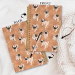 laveliabel Funny Pug Gifts Spiral Notebook, Orange Pug Gifts for Women Dog Mom Journaling Notebooks, Dog Paw Prints College Ruled Spiral Notebook for School Office Supplies, 5.5x8.3inch