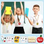 6 Sets Acrylic Back to School Hall Pass Lanyards Unbreakable School Passes Set for Teachers Cute Classroom Passes for Bathroom, Office, Library and Nurse Classroom Supplies(Cute)