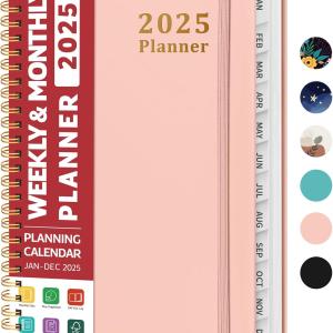 2025 Planner - Weekly and Monthly Planner Spiral Bound, January 2025 - December 2025, Hardcover 2025 Calendar Planner Book with Tabs, Inner Pocket, Perfect for Office Home School Supplies - A5 (6.3" x