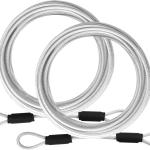 1/8inch Stainless Steel Security Cable 4/6/10/15FT Luggage Lock Safety Cable Wire Flexible Steel Cable Security Wire Rope with Double Loop (2 Pack)