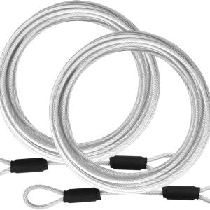 1/8inch Stainless Steel Security Cable 4/6/10/15FT Luggage Lock Safety Cable Wire Flexible Steel Cable Security Wire Rope with Double Loop (2 Pack)