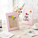 Shimeyao 2 Pcs Pink Magnetic Bulletin Board for Tabletops with 8 Magnets 12 x 8.5 Inch Memo Display Easel Stand for Home Office School Kitchen Table Supplies (Square)