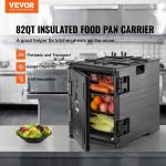 VEVOR Insulated Food Pan Carrier, 95 Qt Hot Box for Catering, LLDPE Food Box Carrier w/Double Buckles, Front Loing Food Warmer w/Handles, Stackable End Loer for Restaurant, Canteen, etc. Black