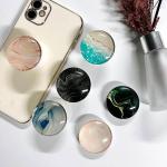 Clear Crystal Glitter Collapsible Expanding Moblile Cell Phone Grip Stand Holder for Smartphones and Tablets Phone Accessory (Blue Ocean Beach)