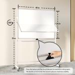 Large Rolling Whiteboard on Wheels, 48" x 36" Double-Sided Mobile White Board with Stand, 4' x 3' Portable Standing Magnetic Dry Erase Board Easel for Home Office Classroom School, Silver