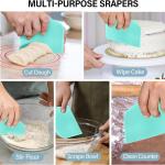 Bench Scraper, Premium Stainless Steel Dough Scraper with 2 PCS Flexible Bowl Scraper, Dough Cutter with Measuring Scale, Versatile Kitchen Scraper Set for Pastry Bre Pizza Cake