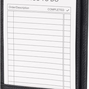 HISCOW Italian Leather To Do List Notep & Pocket Notebook - 3x5 Memo P with Secure Pen Holder, Refillable Note Jotter Organizer for Work & Travel, Vintage Black
