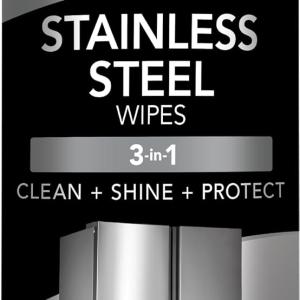 Weiman Stainless Steel Cleaner, 30 Count Cleaning Wipes, Removes Dirt, Grime, and Grease, No Streaks or Residue, Stainless Steel Polish for a Sparkling Clean and Shiny Surface, Cleaning Supplies