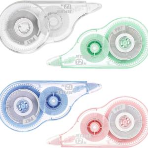 4 Pcs Colorful Core Correction Tape, 39.37 Ft White Wrong Out Tear-Resistant Bulk, Instant Corrections Easy to Use Applicator for School, Office, Note Taking, Journal (Tape Width 0.2 in)