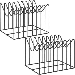 TOPCJ 2 Sets Wire File Organizer for Desk,File Folder Holder/Rack/Stand,File Sorter Organizer,Desktop Record/Clipboard Holder,8 Sections Storage,Anti-Scratch/Rusty,Steel Stable Holder,Black