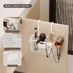 2 Pack Hair Tool Organizer,hesive Hair Dryer Holder Cabinet Door/Wall Mounted justable Height Blow Dryer Holder Under Sink Bathroom Hair Appliance Organizer and Storage Countertop(White)