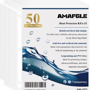 Clear Sheet Protectors for 3 Ring Binder, Plastic Sleeves for Paper 8.5x11, Heavy Duty Page Protectors for 3 Ring Binder, Top Loing Paper Protector for Documents and Photos,Letter Size.