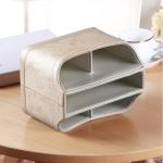 PUSU Leather 360°Rotatable Remote Control Holder,Nightstand TV Remote Cdy,Office Supplies Desktop Organizer,Spinning Storage Box for Pen,Mail,Phone,DVD, Blu-Ray, Media Player, Heater Controllers