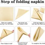 Aneco 12 Pieces Satin Napkins Soft Dinner Napkins Square Weddings Table Napkin 17 x 17 Inches for Restaurant Weddings Party Dinner Decoration (Champagne)