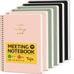 Taja Meeting Notebook for Work Organization - Work notebook with action items, Meeting Minutes Planner Notebook, Perfect Office Supplies for Men & Women - Black