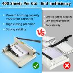 Ecraft Heavy Duty 12" Guillotine Paper Cutter - 400 Sheet Capacity,Solid Steel with HSS Ble,Industrial Commercial Trimmer for Office,School,Print Shop,Safety Lock & Clear Grids