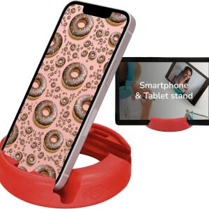 GoDonut – Phone Stand Original – Cell Phone Holder + Tablet Stand Desk Organizer – Compatible with Tablet, iPhone 17 16 15 14 Pro Max, Android & Most Smartphones - Red