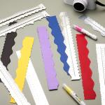 Henoyso 7 Pcs Metal Paper Tearing Ruler Deckle Edge Craft Stainless Steel Paper Cut Tool 12 Inch Irregular Edges Ruler Measurements Tool with 2 Watercolor Pen for Craft School Scrapbook