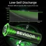 BEVIGOR Rechargeable AA Batteries with Charger, 10 Pack 2800mAh High Capacity Ni-MH Double A Batteries with Smart 8 Bay Smart Battery Charger, USB Fast Charging