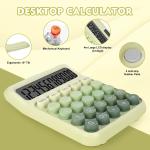 Mechanical Switch Calculator with Big Buttons, Calculators Desktop, 12 Digits, Solar Battery Power, Desk Calculator, Large LCD Display,Cute Green Calculators for Teachers Students Basic Office