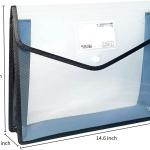 YoeeJob Plastic File Folders Legal Size Expandable Document Folder with Snap Button Closure, A4 Expanding File Wallet Envelopes Pouch with Label Pocket, 2 Packs, Black