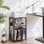 LELELINKY 3 Tier End Table,Record Player Stand with Storage Up to 100 Albums, Turntable Stand for Vinyl, Walnut Couch Nightstand Side Tables for Living Room Bedroom