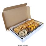 AmerCareRoyal Full Pan Corrugated Catering Box - Secure Stackable Food Delivery Container, Bakery Cardboard Food Storage Boxes, 21” x 13” x 3”, White, Case of 50