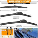 AUTOBOO 28"+20" Windshield Wipers with 16" Rear Wiper Ble Replacement for Toyota Sienna 2011-2017 2018 2019 2020 -Original Factory Quality (Pack of 3)