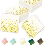 100Pcs White and Gold Cocktail Napkins, 6.5 Inch Gold Dots Disposable Dinner Paper Napkins for Party Wedding Birthday Bar Holiday Gruation Christmas