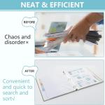 3 Set Clear Binder Dividers with Tabs, 8 Tab Plastic Sheet Protectors for 3 Ring Binder Letter Size, 8.5x11 Binders Dividers with Pockets and Tabs, White Divider for Home, Office, School (Pastel)