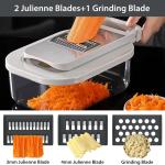 11-in-1 Vegetable Chopper for Kitchen, Food Chopper with Container, Mandoline Slicer Onion Dicer, Veggie Cutter for Fruit Sal Kitchen Ggets Essential Tools (Grey)