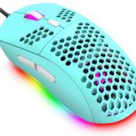 Honeycomb Wired Gaming Mouse,7 Programmable Buttons and RGB Backlight,6400 justable DPI and Ergonomic,Ultraweave Cable Lightweight Ultralight Computer Mice for PC Gamers,Windows,Xbox,PS4(Green)