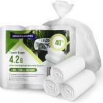 4 Gallon Small Trash Bags 105 Count Tear & Leak Resistant Small Garbage Bags For Bathroom White Trash Can Liners - 40% Thicker competitor brands roll bags