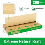 EcoDispose Precut POP UP Deli Paper Sheet Pack of 200, Interfolded Heavy Paper for Food Wrap and Serving (12" x 10-1/2", Kraft）