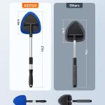 AstroAI Windshield Cleaner Tool, Car Interior Detailing Cleaning Kit with Extendable Handle and 4 Upgred High-Density Reusable Microfiber Ps, Auto Glass Wiper Brush Kit for Cars, Blue, 15.9in-21in