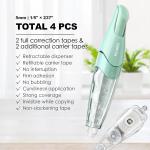 Refillable Retractable White Correction Tape, Pen Shaped White Smooth Pull Out Japanese Aesthetic Cute Correction Tape for Office Supplies, 4 PCS (ZH-67)